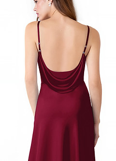 Azazie Alaija Bridesmaid Dresses Burgundy Mermaid Side Slit Stretch Satin Dress image6