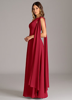 Azazie Tella Bridesmaid Dresses Scarlet A-Line One Shoulder Chiffon Dress image5