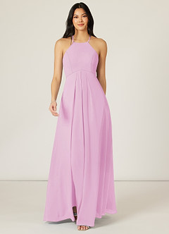 Azazie Sarah Brautjungfernkleider Empire Plissee Chiffon Kleid Bonbonrosa image1