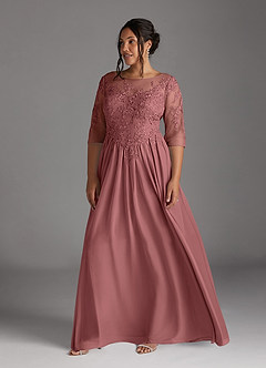 Azazie Harriet Mother of the Bride Dresses Desert Rose A-Line Scoop lace Mesh Dress image10
