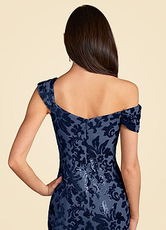 Azazie Odessia Mother of the Bride Dresses Dark Navy A-Line Sequins Lace Dress image8