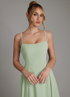 Azazie Elita Bridesmaid Dresses Dusty Sage A-Line Pleated Chiffon Dress image3