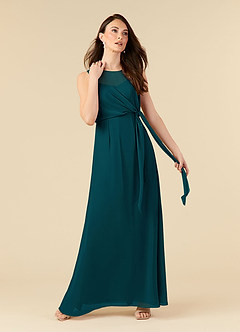 Azazie Marchioness Mother of the Bride Dresses Pine A-Line Scoop Pleated Chiffon Dress image1