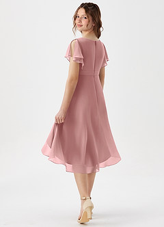 Azazie Graciela Junior Dusty Rose A-Line Pleated Chiffon Dress image5