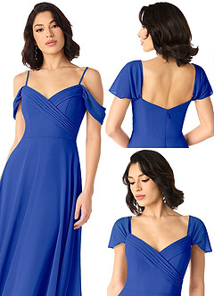 Azazie Tancie Bridesmaid Dresses Royal Blue A-Line Off the Shoulder Chiffon Convertible Dress image6