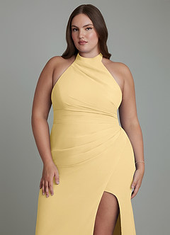 Azazie Jemma Brautjungfernkleider Etui Plissee Chiffon Kleid Butter image13