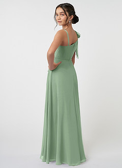 Azazie Aidy Vestido de Matcha de Gasa/ Chiffon de Acampanado con Lazo image4