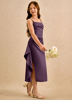 Azazie Canna Girls Formal Flower Girl Klänningar Klä A-Line i Stretch Satin Plisserad image1