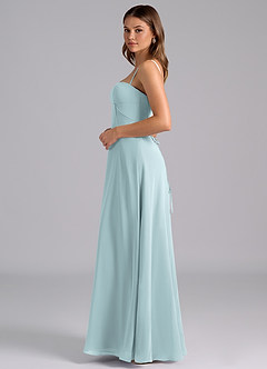 Azazie Valentine Bridesmaid Dresses Mist A-Line Corset Chiffon Dress image4