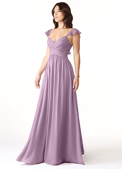 Azazie Lissa Bridesmaid Dresses Wisteria A-Line Lace Chiffon Dress image4