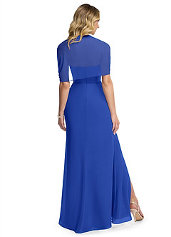 Azazie Zia Robes de demoiselle d'honneur Robe Fourreau Convertible en Mousseline de soie Fente Latérale Bleu Roi image5