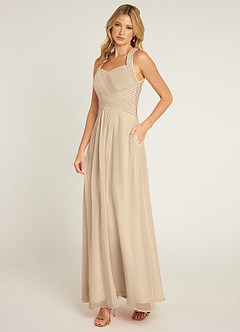 Azazie Claudia Bridesmaid Dresses Champagne A-Line Sweetheart Neckline Chiffon Dress image2