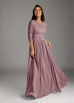 Azazie Olga Mother of the Bride Dresses Dusty Rose A-Line Lace Chiffon Dress image1