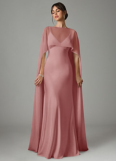 Azazie Stefania Abiti da Damigella Abito A-Line in Raso Elasticizzato Rosa Polverosa image1