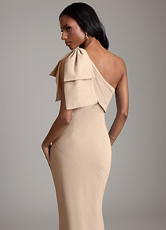 Azazie Yuanna Bridesmaid Dresses Taupe Mermaid One Shoulder Chiffon Dress image7