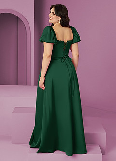 Barbie ♥ Azazie Bridesmaid Dresses Dark Green A-Line Ruched Stretch Satin Dress image11