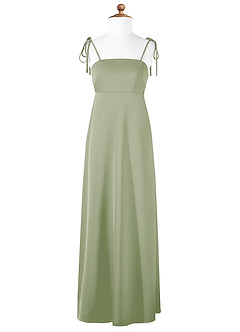 Azazie Violeta Junior Dusty Sage A-Line Bow Stretch Satin Dress image5