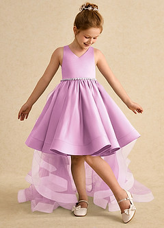 Azazie Julietta Flower Girl Dresses Candy Pink Ball-Gown Convertible Tulle Dress image5