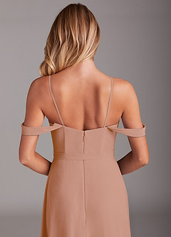 Azazie Aaron Final Sale Champagne Rose A-Line Off the Shoulder Chiffon Convertible Dress image9