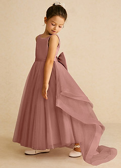 Azazie Pumpkin Robe Demoiselle D'honneur Fillette Robe Trapèze en Tulle Convertible Rose De Cèdre image4