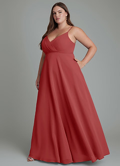 Azazie Amani Vestidos de damas de honor Vestido Óxido de Gasa de Línea A con Plisado image10