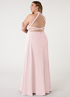 Azazie Clarice Bridesmaid Dresses Blushing Pink A-Line Halter Chiffon Dress image12