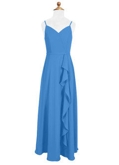 Azazie Naeem Junior Blue Jay A-Line Ruched Chiffon Dress image4