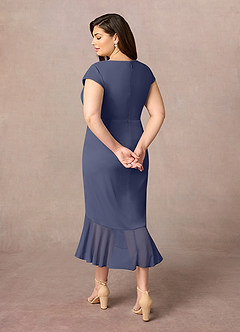 Azazie Renetta Abiti per la Madre della Sposa Abito Tubino in Maglia con Scollo a V a Pieghe Stormy image11