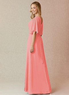 Azazie Cierra Bridesmaid Dresses Coral A-Line V-Neck Chiffon Dress image5