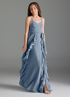 Azazie Peyton Junior Twilight A-Line V-Neck Cascading Ruffles Chiffon Dress image3