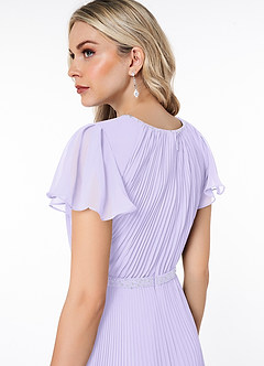Azazie Kara Modest Bridesmaid Dresses A-Line Pleated Chiffon Floor-Length Dress image6