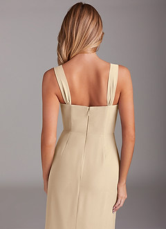 Azazie Denice Bridesmaid Dresses Champagne Sheath Pleated Chiffon Dress image8