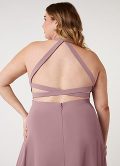 Azazie Clarice Brautjungfernkleider A-Linie Halter Chiffon Kleider Altrosa image10