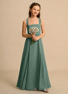 Azazie Tater Junior Formal Flower Girl Klänningar Klä A-Line i Chiffong Plisserad image4