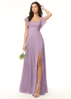 Azazie Bondi Bridesmaid Dresses Wisteria A-Line Ruffled Chiffon Dress image2