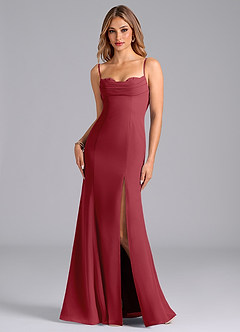 Azazie Wynni Bridesmaid Dresses Pomegranate Mermaid Corset Chiffon Dress image1