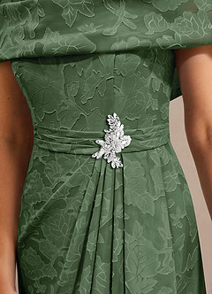 Azazie Branford vestidos de madre de la novia Vestido de Eucalipto de Devorado Floral de Corte En A con Plisado image6