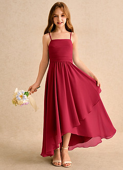 Azazie Twilight Dance Girls Formal Flower Girl Dresses Scarlet A-Line Pleated Chiffon Dress image1
