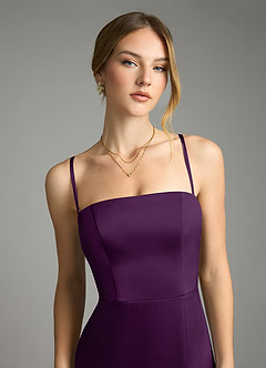 Azazie Wren Bridesmaid Dresses Grape A-Line Strapless Stretch Satin Convertible Dress image3