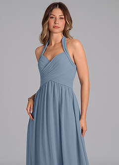 Azazie Darlyn Bridesmaid Dresses Dusty Blue A-Line Pleated Chiffon Dress image7