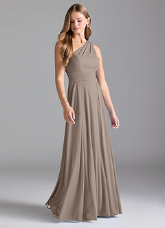 Azazie Dallas Final Sale Amethyst A-Line One Shoulder Mesh Dress image3