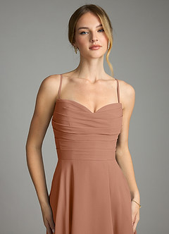 Azazie Ayla Abiti da Damigella Abito A-Line in Chiffon Scollo a Cuore Bronzo image3