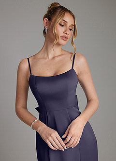 Azazie Zherra Bridesmaid Dresses Stormy Mermaid Bow Stretch Satin Dress image3