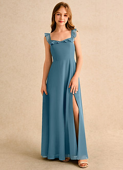 Azazie Chip Girls Formal vestidos de niña de las flores Vestido de Bermudas de Gasa de Corte en A con Sin mangas image1