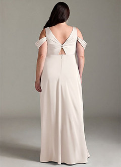 Azazie Rhea Maternity Bridesmaid Dresses A-Line Off-The-Shouler Pleated Stretch Satin Floor-Length Dress image9