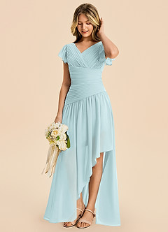 Azazie Pia Junior Mist A-Line Pleated Chiffon Dress image3