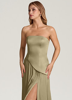 Azazie Tierney Abiti da Damigella Abito Convertibile A-Line in Chiffon Senza Cinturino Verde Muschio image2