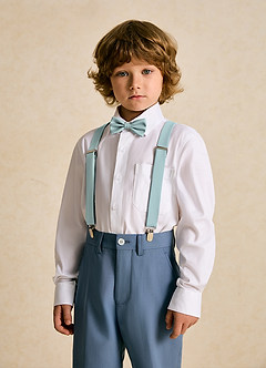 front Boy's Matching Matte Satin Bow Tie & Suspenders Set