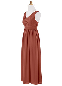 Azazie Kora Junior Auburn A-Line Pleated Chiffon Dress image7