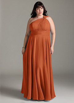 Azazie Charlize Bridesmaid Dresses Burnt Orange A-Line One Shoulder Chiffon Dress image7